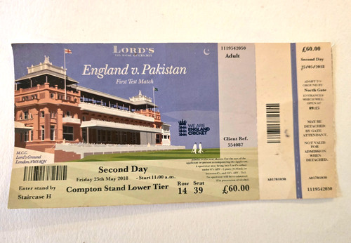 Lord cricket ticket - cricket,