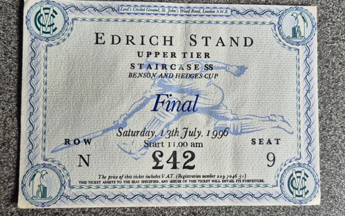 Used cricket ticket - cricket,