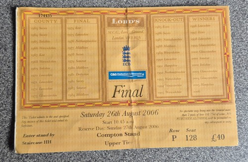 Used cricket ticket sussex - cricket,