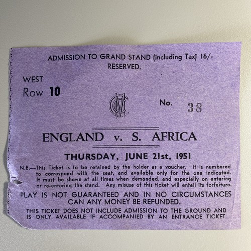 Used cricket ticket england - cricket,