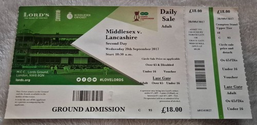 Used cricket ticket - used,