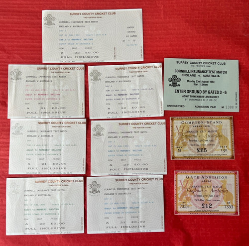 Tickets 1993 ashes - x,