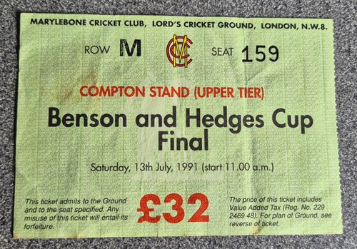 Used cricket ticket - cricket,