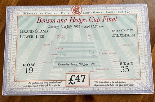 1998 benson hedges cup final - hedges,