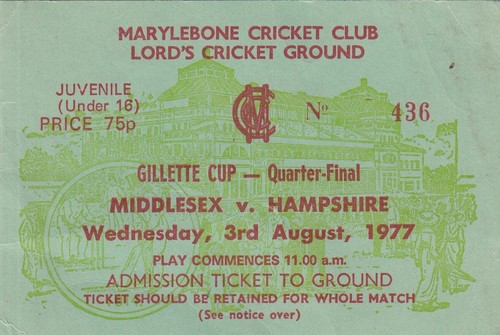 Ticket middlesex v hampshire - middlesex,
