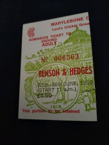 Match ticket 1980 benson - match,
