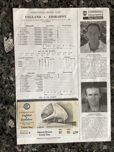 Scorecard ticket england - england, v