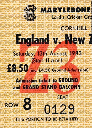 Cricket ticket england v - cricket, new